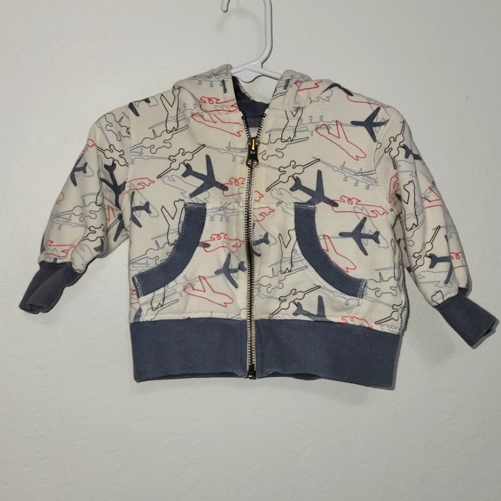 Old Navy Airplane Full Zip Hoodie 6-12 Months